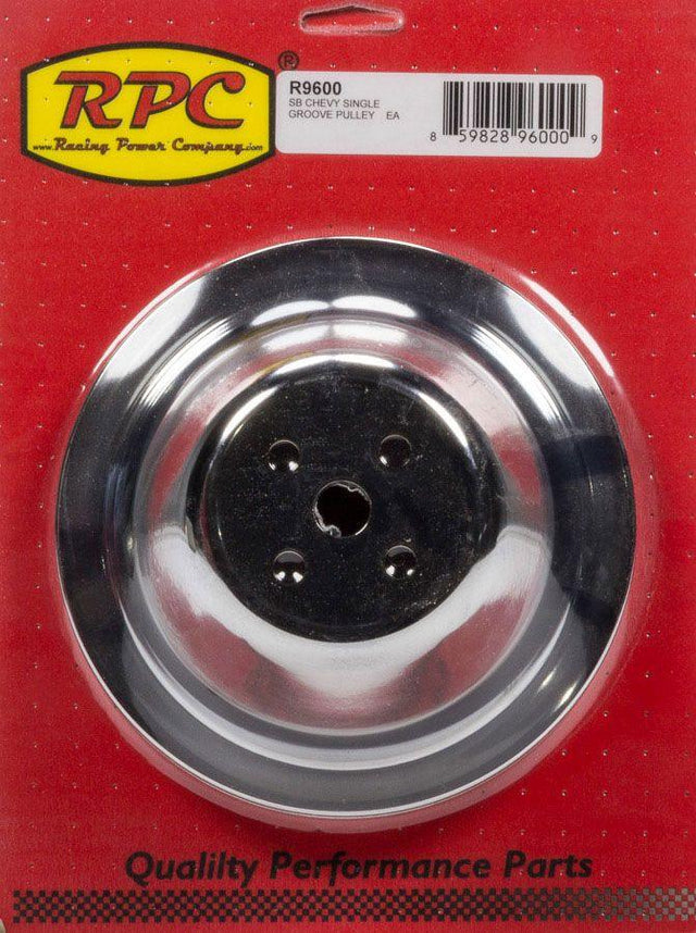 RPC Chrome Steel Water Pump Upper Pulley, Single Groove 7.10" Dia, 1.75" Bolt Circle (RPCR9600) RPCR9600