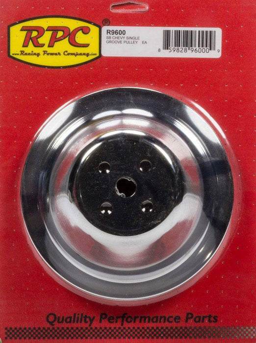 RPC Chrome Steel Water Pump Upper Pulley, Single Groove 7.10" Dia, 1.75" Bolt Circle (RPCR9600)