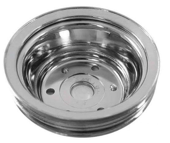 RPC Chrome Steel Crankshaft Pulley, Double Groove 6.90" Dia, 2.30" Bolt Circle (RPCR9607)