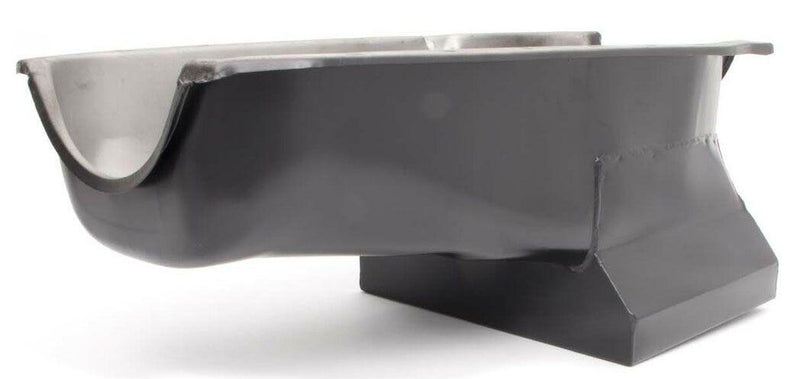 RPC Black Steel Drag Race Oil Pan, 8-1/4" Deep with 1 Trap Door (Drivers side dipstick) (RPCR9716) RPCR9716