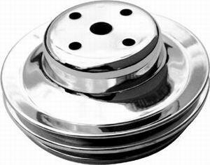 RPC Chrome Steel Water Pump Upper Pulley, Double Groove, 6.30" Dia, 2.30" Bolt Circle (RPCR9723)