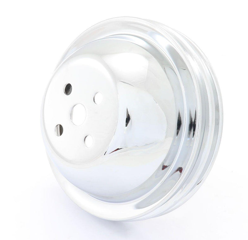 RPC Chrome Steel Water Pump Upper Pulley, Double Groove, 6.30" Dia, 1.75" Bolt Circle (RPCR9815) RPCR9815