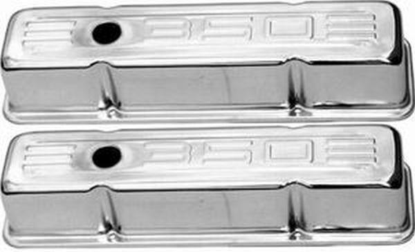 RPC Chrome Steel Tall (3-5/8") Baffled Valve Covers with "350" Logo (RPCR9841) RPCR9841