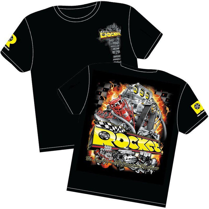 Rocket T-Shirt Black with Rocket Logos (RT1-YL)