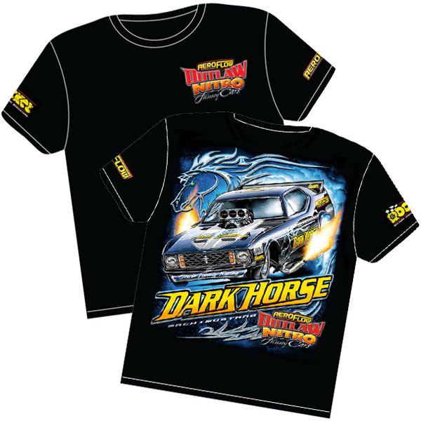 Aeroflow 'Dark Horse' Mustang Outlaw Nitro Funny Car T-Shirt - Automotive - Fast Lane Spares