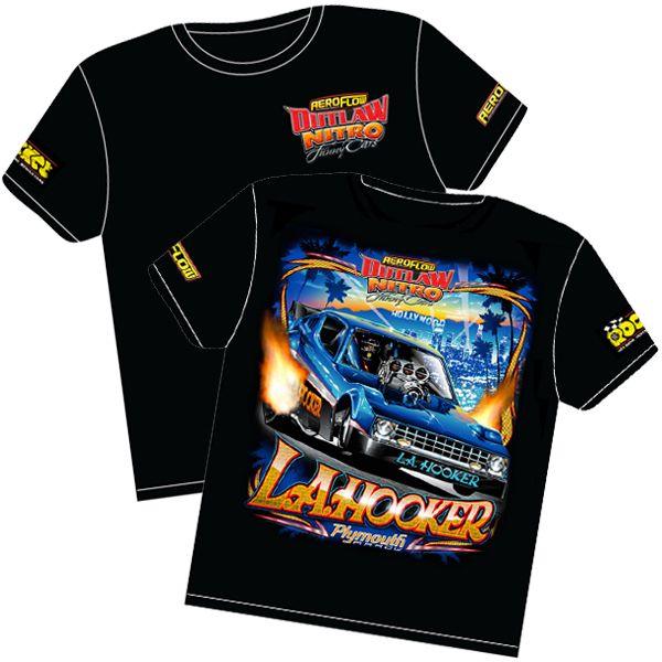 Aeroflow 'L.A. Hooker' Plymouth Arrow Outlaw Nitro Funny Car T-Shirt - Automotive - Fast Lane Spares