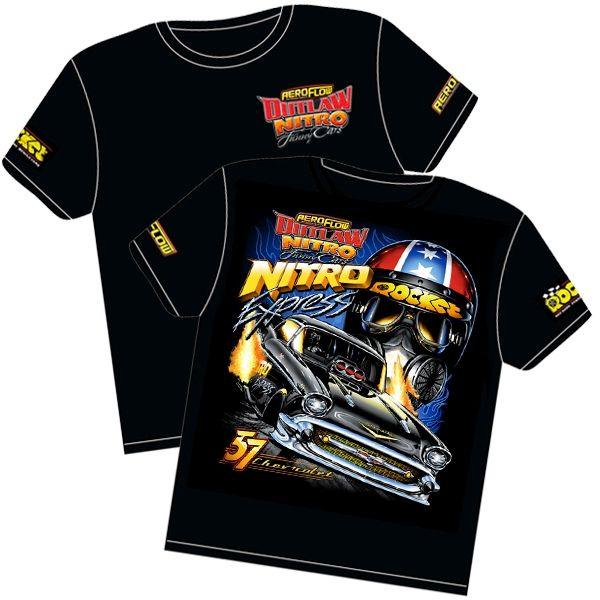 Aeroflow 'Nitro Express' 57 Chev Outlaw Nitro Funny Car T-Shirt (RTNE-L) RTNE-L
