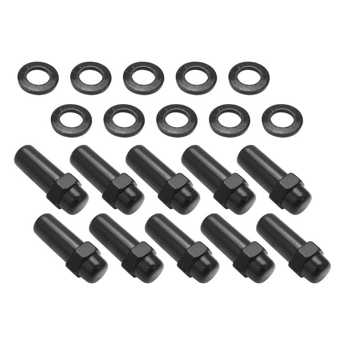 Wheel Lug Nut Kit, Black, Cragar, Weld, SST Mag, Length, 2.125, 1/2', 1.380 inch Shank, Set of 10 - STP-WN5120K10-BLK
