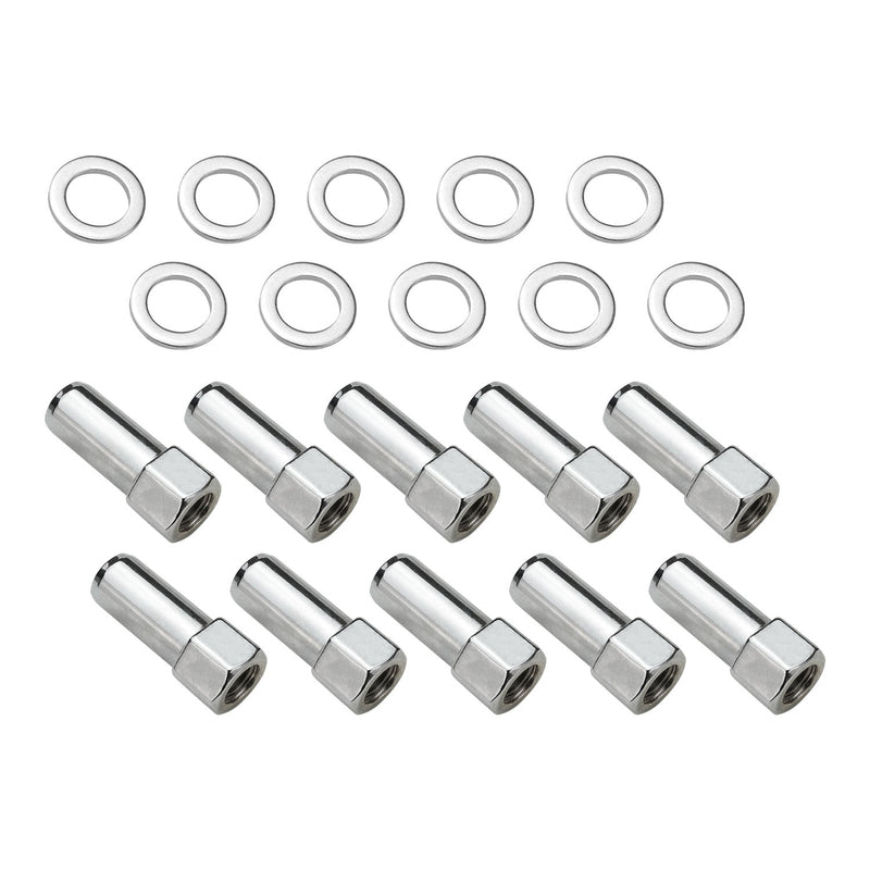 Wheel Lug Nut Kit, Chrome, Cragar, Weld, SST Open End Mag, Length, 1.91, 12 x 1.5, 1.380 inch Shank, Set of 10 - STP-WN5125K10-CHM-OPEN STP-WN5125K10-CHM-OPEN