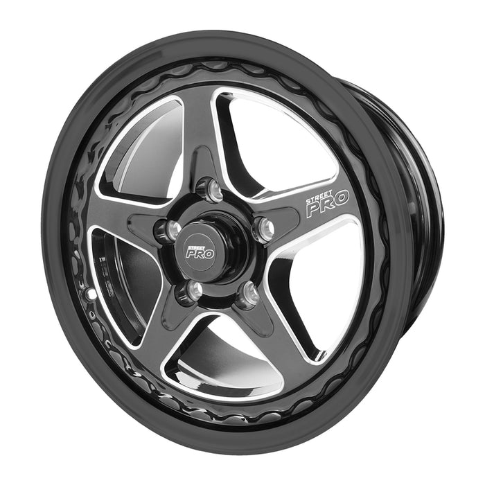 Street Pro ll V Convo Pro Wheel Black 17x4.5 in. For Holden Commodore Bolt Circle 5 x 120mm (0) 2.75 in. Back Space - STP002-174500COM-BK