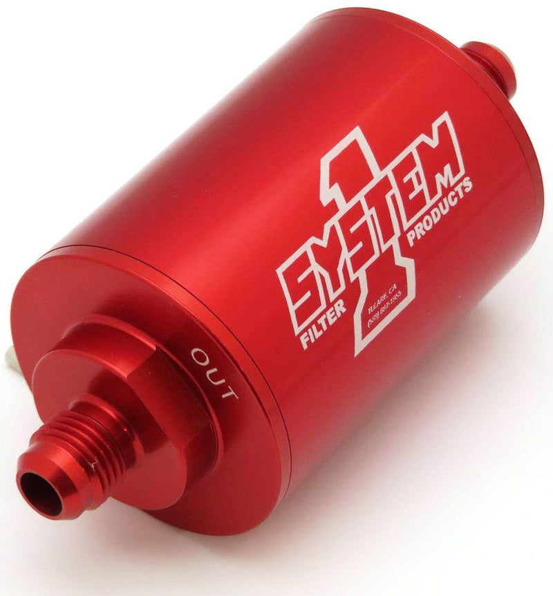 System 1 Pro Street Billet In-Line Fuel Filter Red Anodized (SY200-201405) SY200-201405