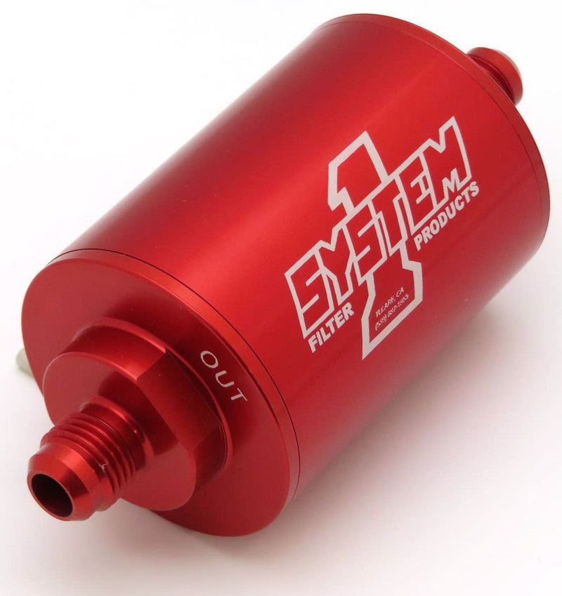 System 1 Pro Street Billet In-Line Fuel Filter Red Anodized (SY200-201406)
