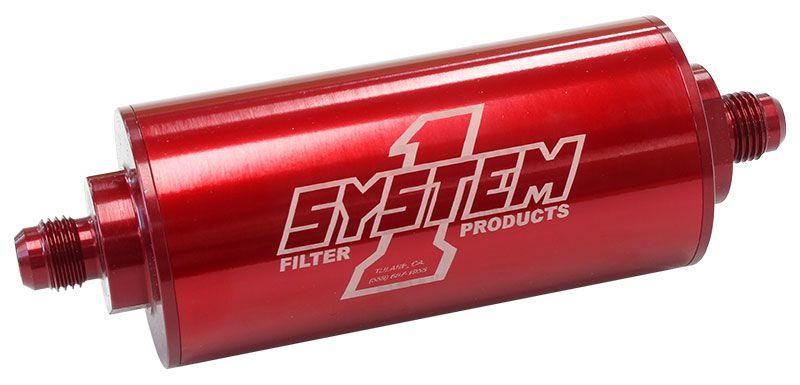System One Medium Billet In-Line Fuel Filter Red Anodized (SY201-203406)