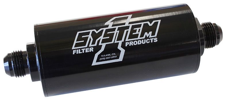 Systemone Medium Billet In-Line Fuel Filter Black Anodized (SY201-203408-B)