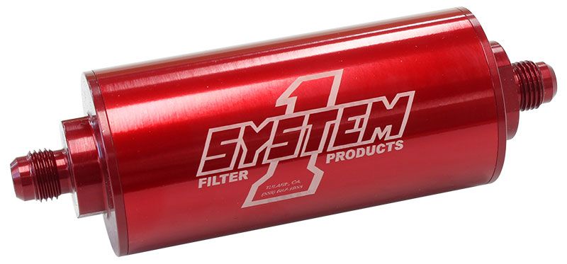 Systemone Medium Billet In-Line Fuel Filter Red Anodized (SY201-203408)