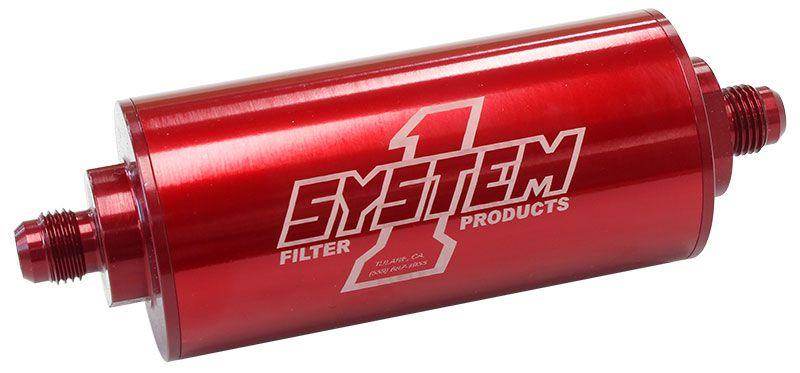 System 1 Medium Billet In-Line Fuel Filter Red Anodized (SY201-203410) SY201-203410