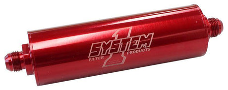 System 1 Long Billet In-Line Fuel Filter Red Anodized (SY202-202408) SY202-202408