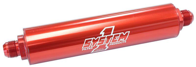 System 1 Extra Long Billet In-Line Fuel Filter Red Anodized (SY203-229412) SY203-229412