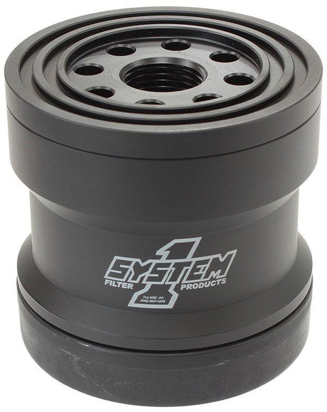 System 1 Spin On Oil Filter 3-3/4" Long Black Anodized with Universal Threads (SY209-361B) SY209-361B