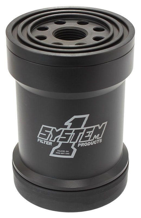 System 1 Short HP6 Billet Oil Filter 75 Micron 1-1/2-12" 5-1/4 Long, Viton (SY210-005-7-1)