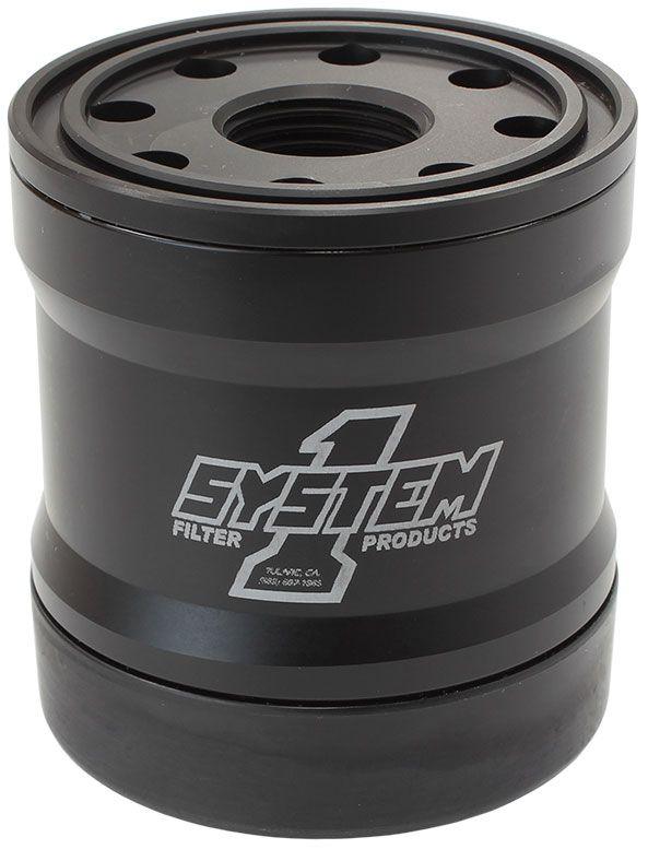 System 1 Spin On Oil Filter 3" Long Black Anodized with Universal Threads (SY210-361) SY210-361