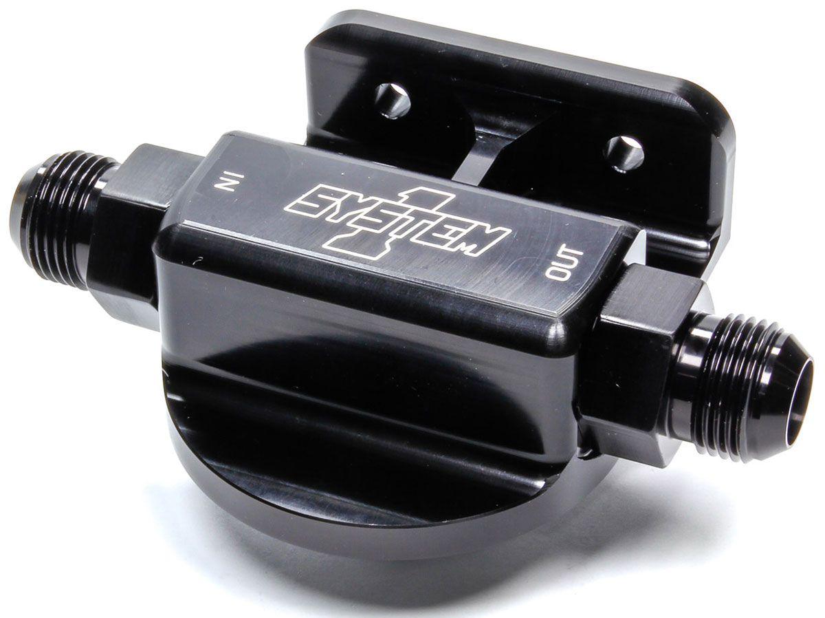 System 1 Billet Remote Filter Mount LH Port Entry Mount -12, Black (SY222-90007-12-B) SY222-90007-12-B
