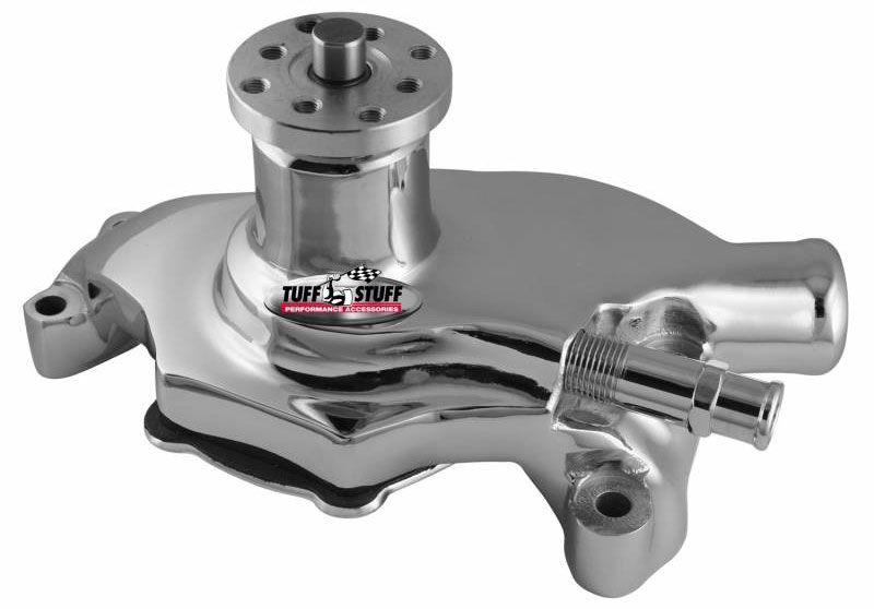 Tuff Stuff SuperCool High Flow Cast Short Water Pump, Chrome Finish (TUF1354NB)