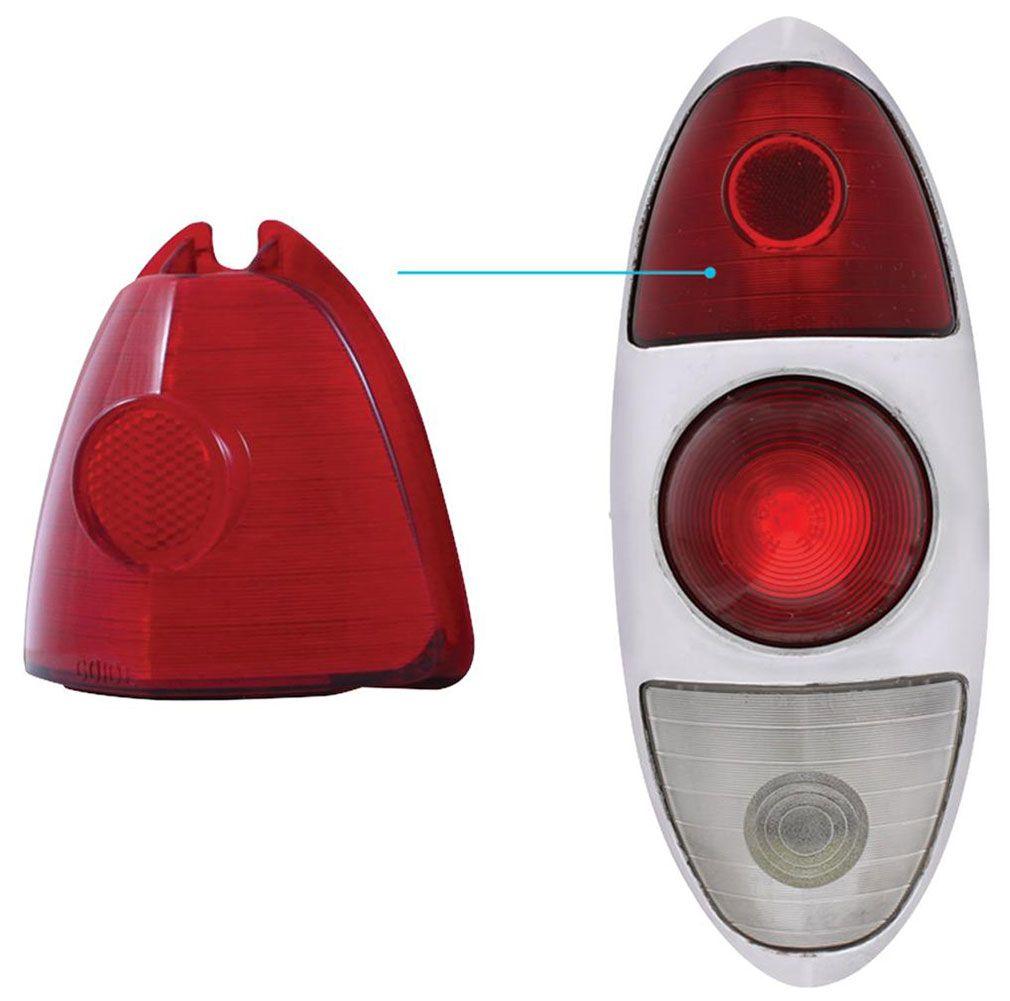 UPI 1953 Chev Red Tail Light Lens, Upper Lens (UPC4006)