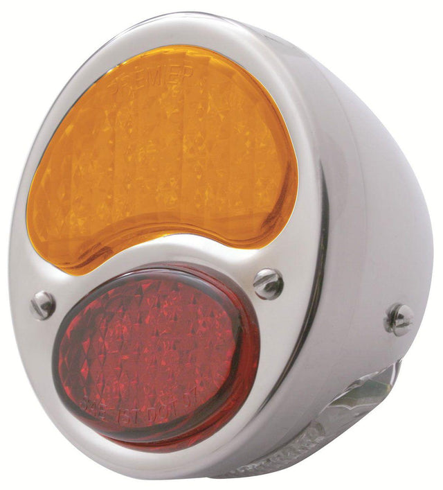 UPI 1928-31 LED Tail Light Red Amber Stainless Rim Chrome Housing, L/H (UPFTL2831RA-AL) UPFTL2831RA-AL