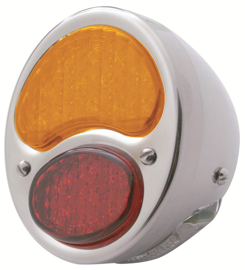 UPI 1928-31 LED Tail Light Red Amber Stainless Rim Chrome Housing, L/H (UPFTL2831RA-AL) UPFTL2831RA-AL
