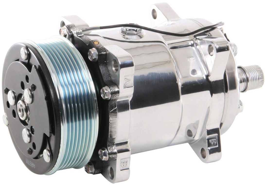 Vintage Air SD508 A/C Compressor 7-Groove Serpentine Pulley, Rear Exit ...