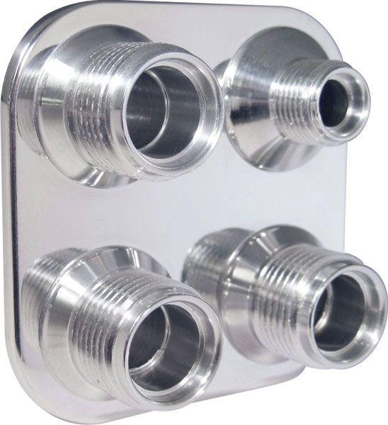 Vintage Air A/C &amp:; Heater 4-Way Square Polished Bulkhead (VA384600-MBA) VA384600-MBA