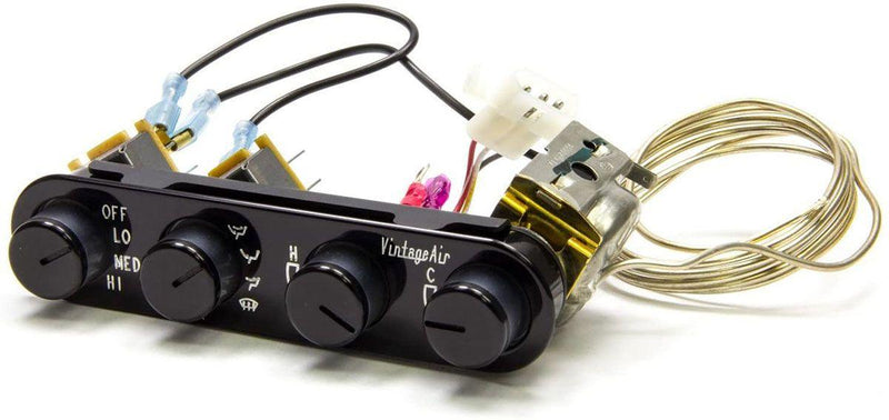 Vintage Air 4 Knob Streamline Panel Black Anodised Face And Knobs. 5.318" Wide x 1" Tall (VA491229) VA491229