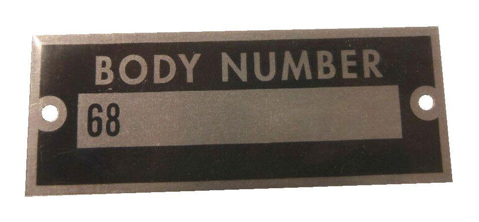 Vintique Inc Body Number Plates (VI68-18651)