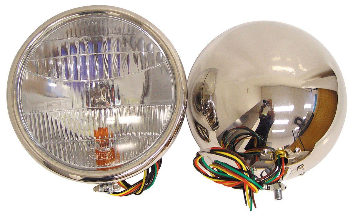 Vintique Inc S/S Headlamps With Turn Signal (VIA-13000-BQSTS)