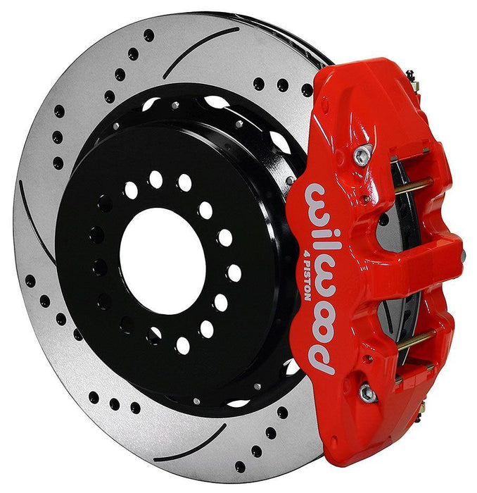 Wilwood 4-Piston Rear Park Brake Kit, 14" Dia., 2.36" Drilled Discs, Red (WB140-10947-DR)