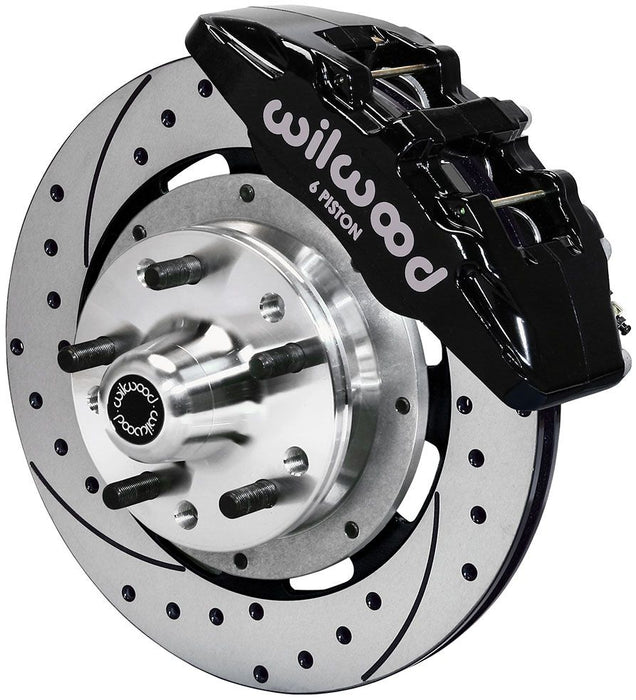 Wilwood Forged Dynapro 6 Big Brake Front Brake Kit, 12.19" Drilled Rotors, Black Calipers (WB140-12947-D)