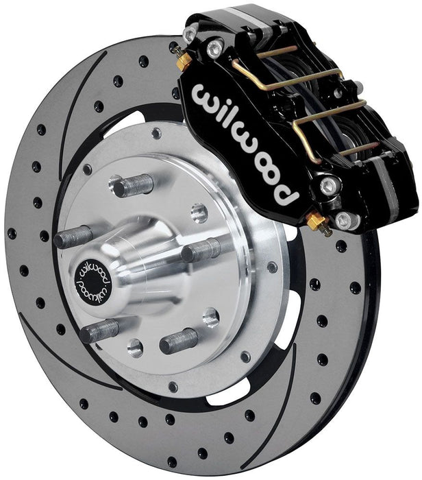 Wilwood Dynapro Dustboot Front Brake Kit, 12.19" Drilled Rotors, Black Calipers (WB140-15406-D)