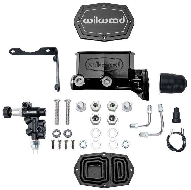Wilwood Compact Tandem Master Cylinder & Valve Kit, Mopar 4-Bolt, 1-1/8" Bore (WB261-16798-BK) WB261-16798-BK