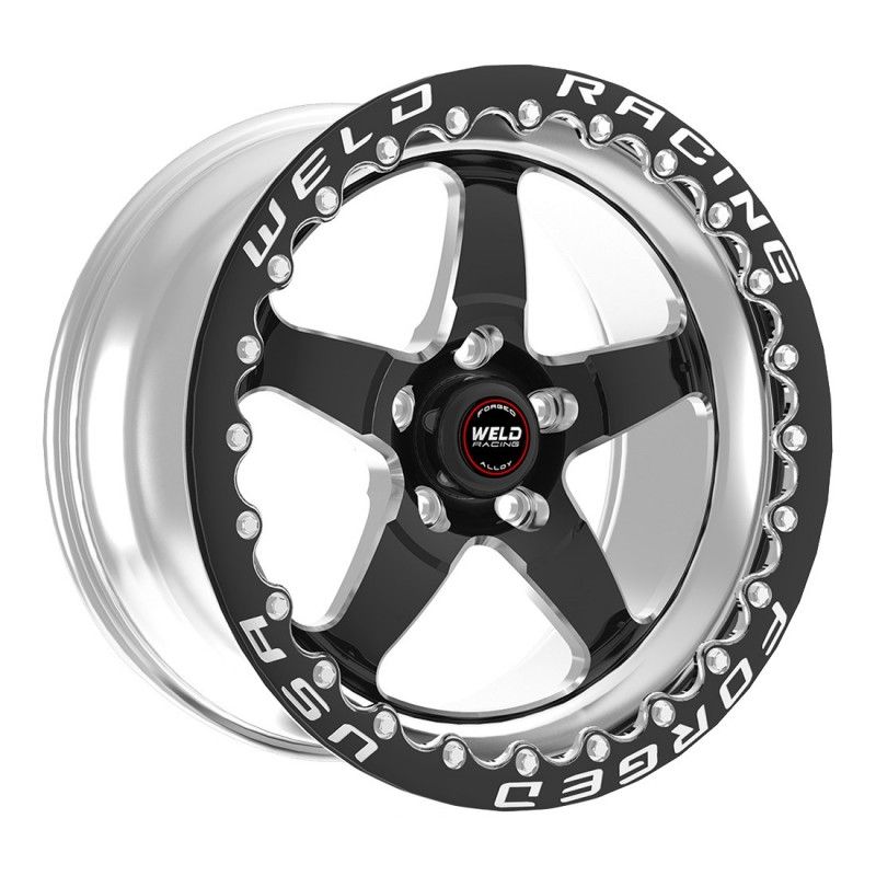 WELD RT-S S71 15 x 10" Wheel, Polished with Black Center and Single Beadlock for M/T (WE71MB510A75F)