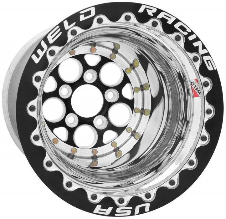 Weld Magnum Drag 15 x 10" Polished Wheel with Black Center, Double Beadlock for M/T (WE786B-510280DMB)