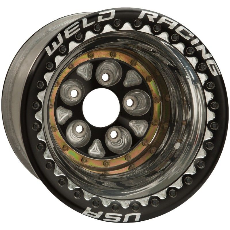 WELD Magnum Pro 15 x 12" Polished Wheel with Black Center, Double Beadlock for M/T (WE786B512282DBMB)