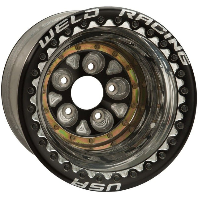 WELD Magnum Pro 15 x 12" Polished Wheel with Black Center, Double Beadlock for M/T (WE786B512282DBMB)