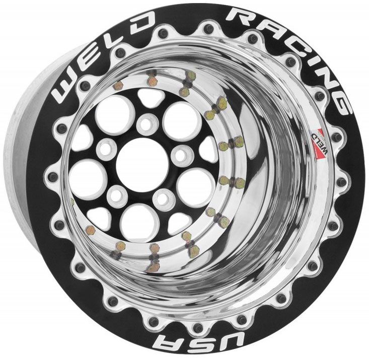 WELD Magnum Drag 15 x 15" Polished Wheel with Black Center, Double Beadlock (WE786B515278DBB)