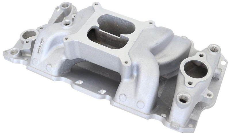Aeroflow SB Chev Air Gap Dual Plane Intake Manifold, Natural Cast Finish (AF6010-1001) AF6010-1001