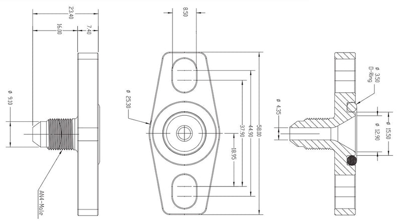 Aeroflow Turbo Oil Feed Adapter (AF463-08)
