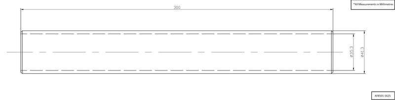 Aeroflow 1-5/8" (42mm) Steam Pipe Tube, Straight 300mm Long (AF8501-1625)