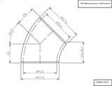 Aeroflow 1-7/8" (48mm) Steam Pipe Tube, 45 Degree Bend, 1.5D Radius (AF8502-1875)