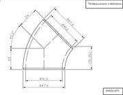 Aeroflow 1-7/8" (48mm) Steam Pipe Tube, 45 Degree Bend, 1.5D Radius (AF8502-1875)