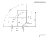 Aeroflow 1-5/8" (42mm) Steam Pipe Tube, 90 Degree Bend, 1.0D Radius (AF8503-1625)